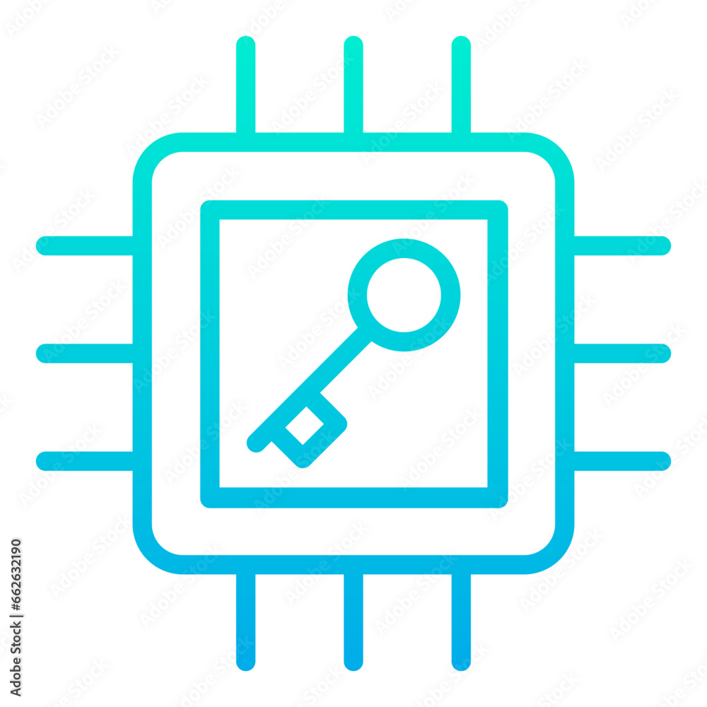 Obraz premium Outline Gradient Microchip key icon