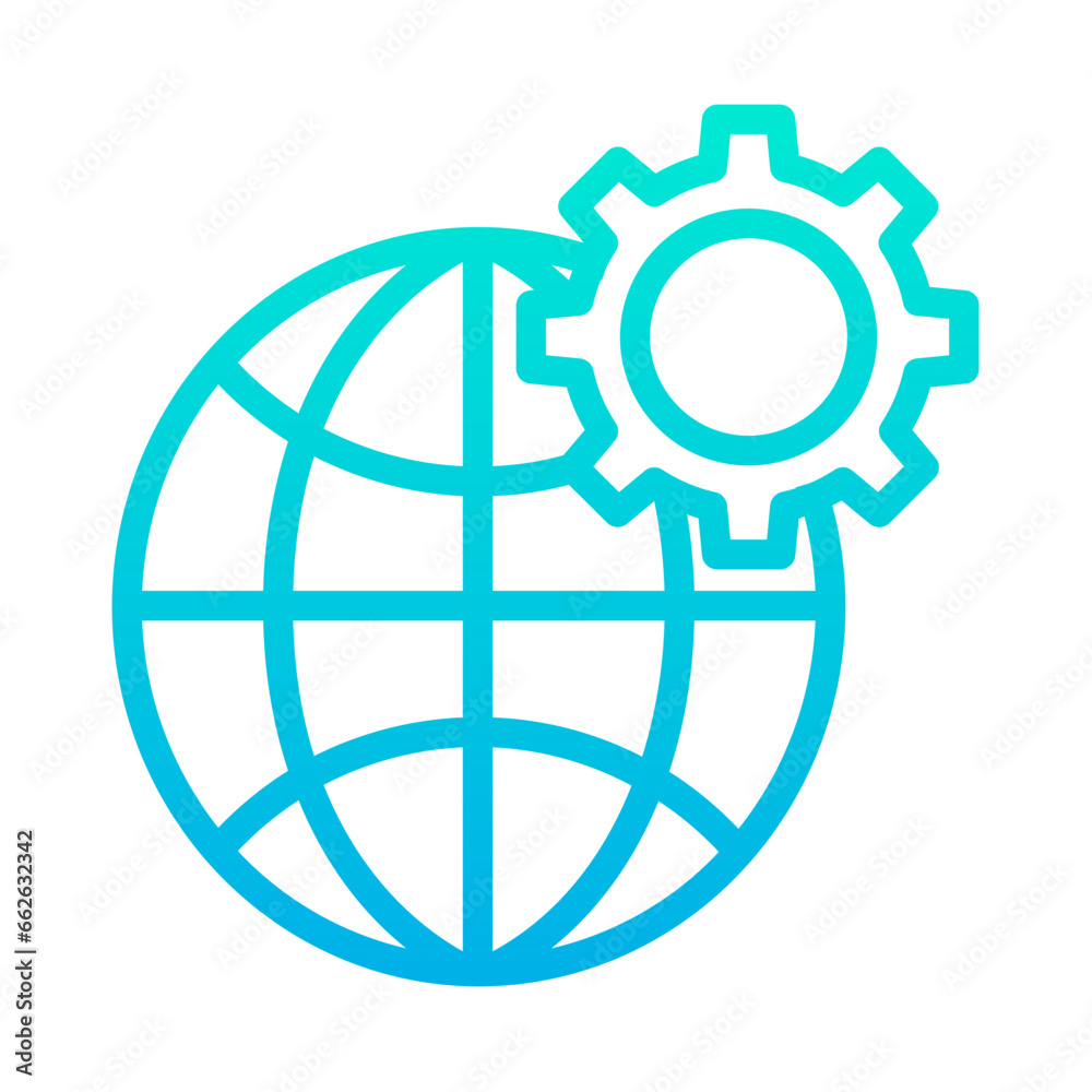 Outline Gradient Globe Setting icon Outline Gradient Globe Setting icon