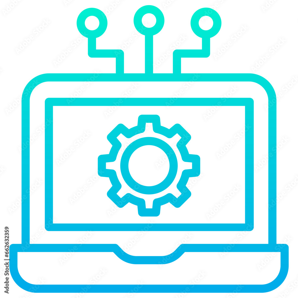 Outline Gradient Laptop Setting icon Outline Gradient Laptop Setting icon