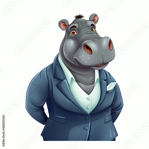 Professional female hippo employee in corporate attire photo