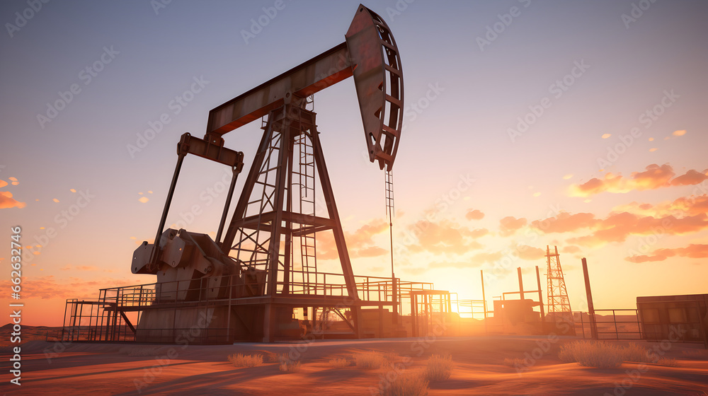 oil pump jack rig on desert, energy industrial for petroleum gas production oil pump jack rig on desert, energy industrial for petroleum gas production
