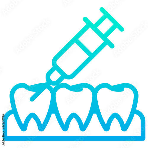 Outline Gradient Teeth Syringe icon