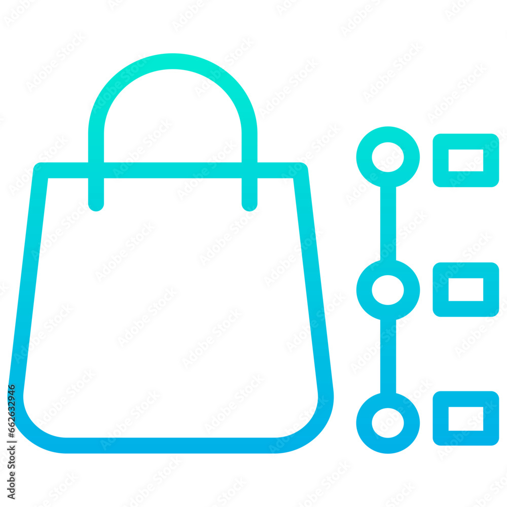 Outline Gradient shopping bag timeline icon Outline Gradient shopping bag timeline icon