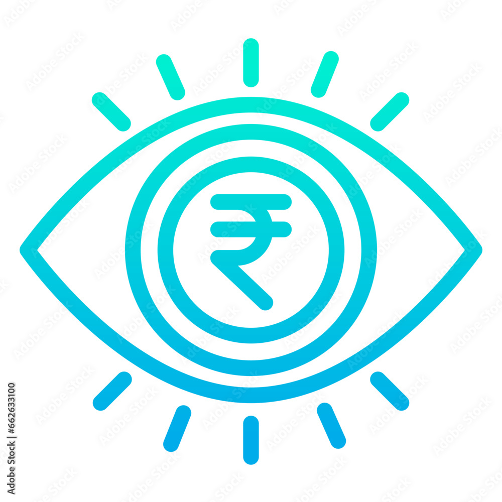 Outline Gradient Rupees eye icon Outline Gradient Rupees eye icon