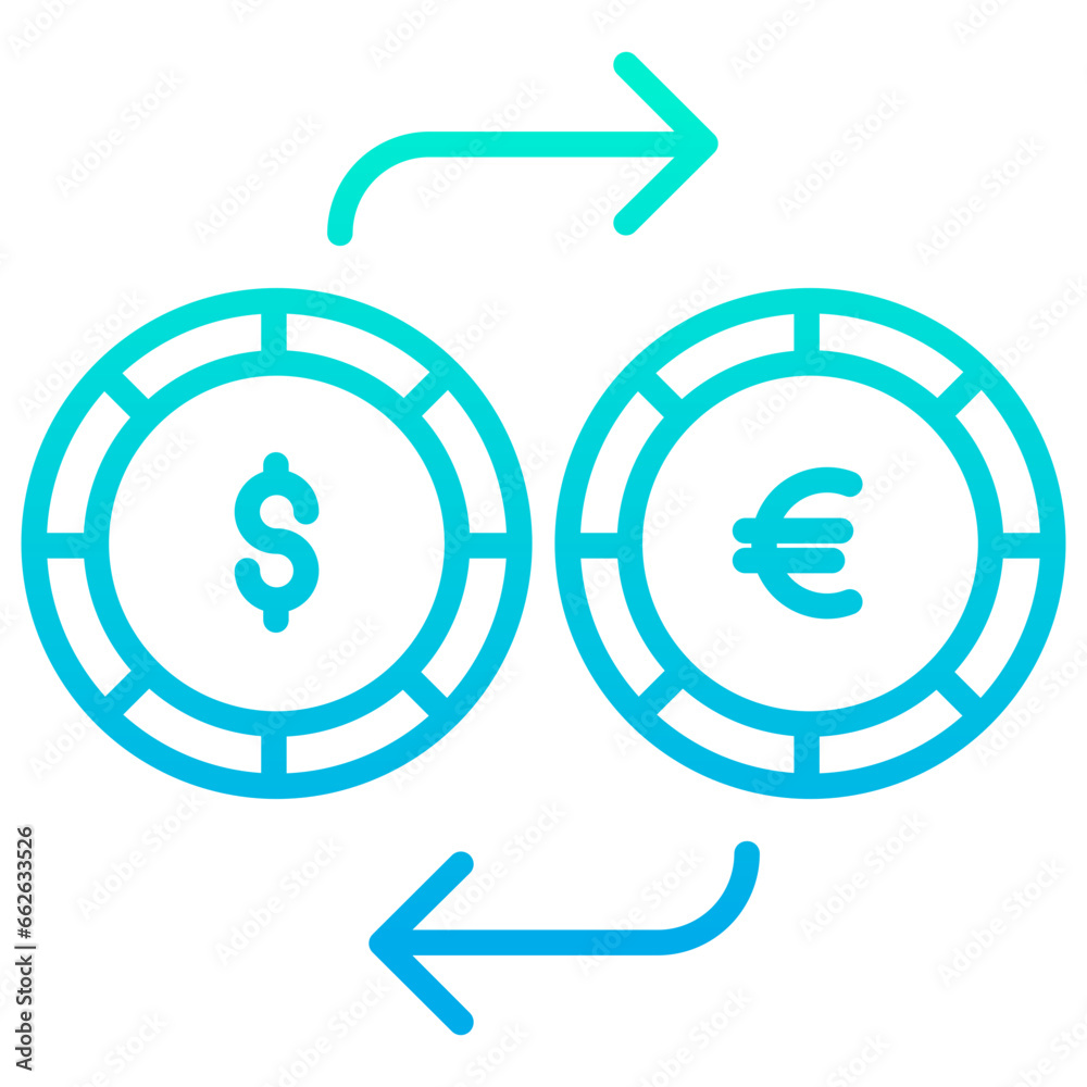 Outline Gradient Dollar and Euro exchange icon