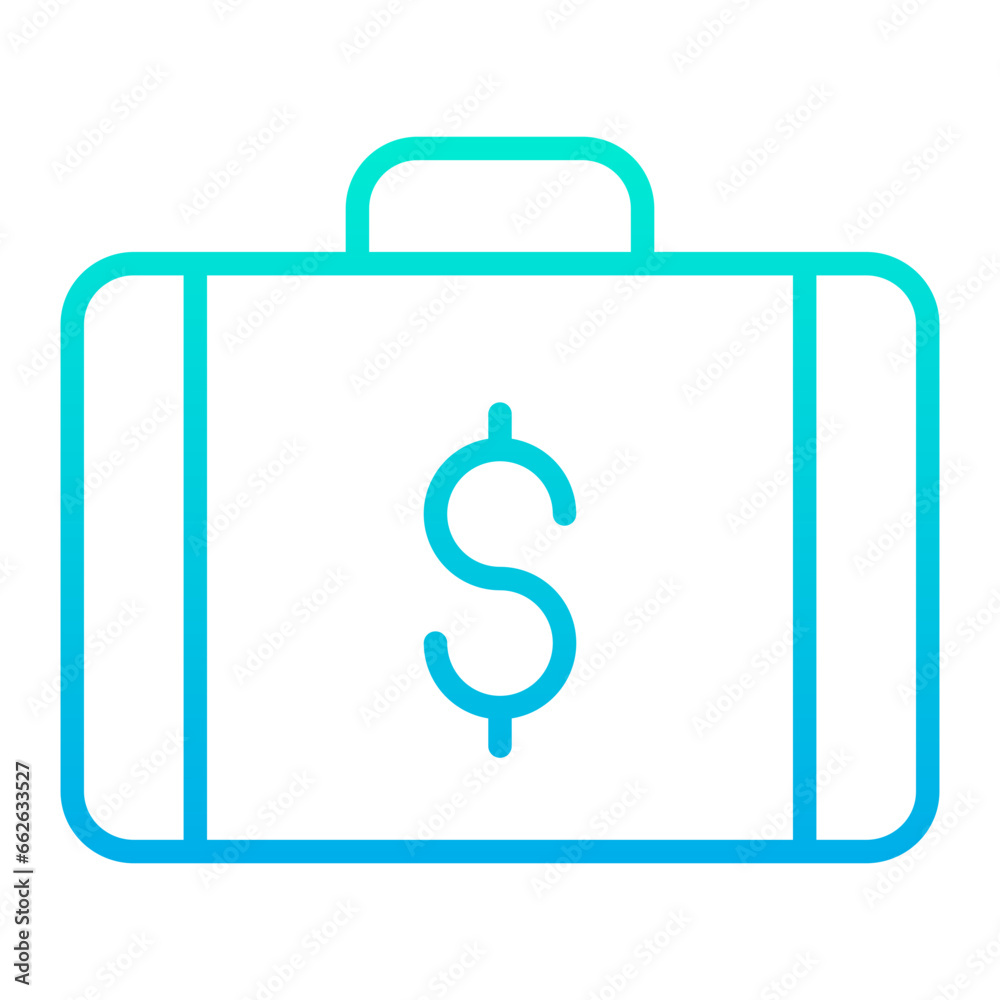 Outline Gradient Briefcase Dollar icon Outline Gradient Briefcase Dollar icon