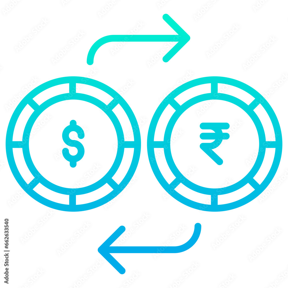 Outline Gradient Dollar and Rupees exchange icon Outline Gradient Dollar and Rupees exchange icon