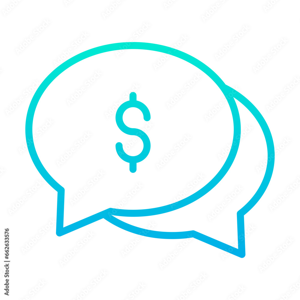 Outline Gradient Dollar Chat Bubble icon Outline Gradient Dollar Chat Bubble icon