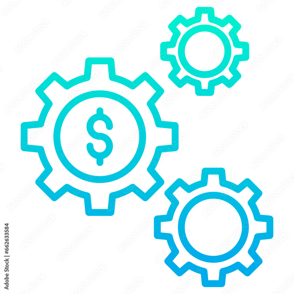 Outline Gradient Dollar Cog icon Outline Gradient Dollar Cog icon