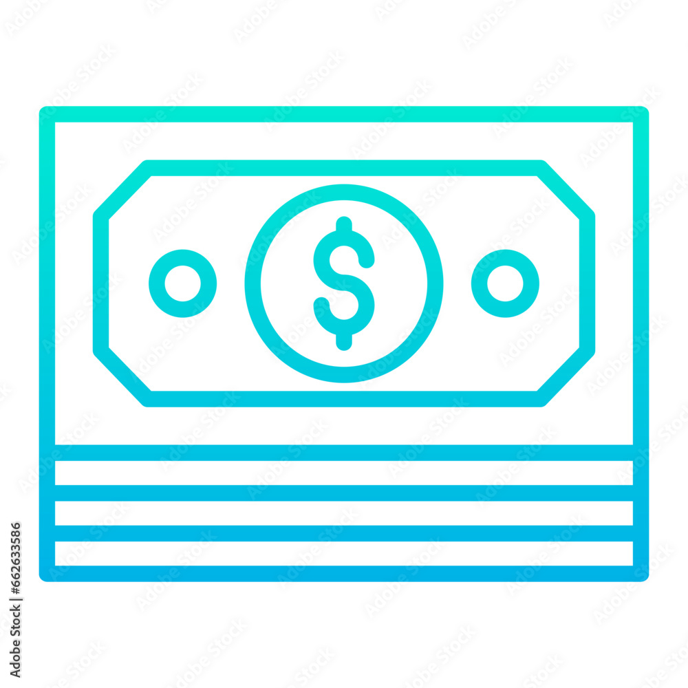 Outline Gradient Dollar Notes icon Outline Gradient Dollar Notes icon