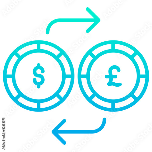 Outline Gradient Dollar and Pound exchange icon