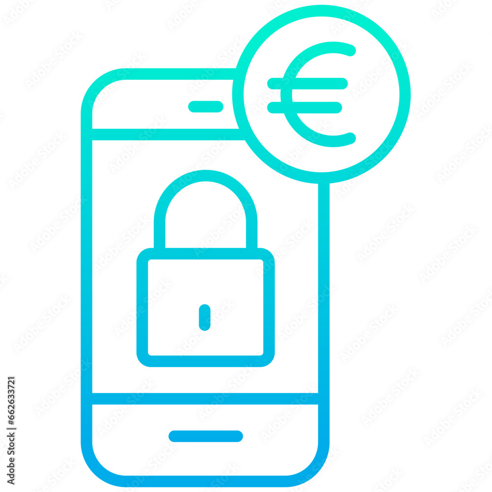Outline Gradient Euro Mobile Security icon Outline Gradient Euro Mobile Security icon
