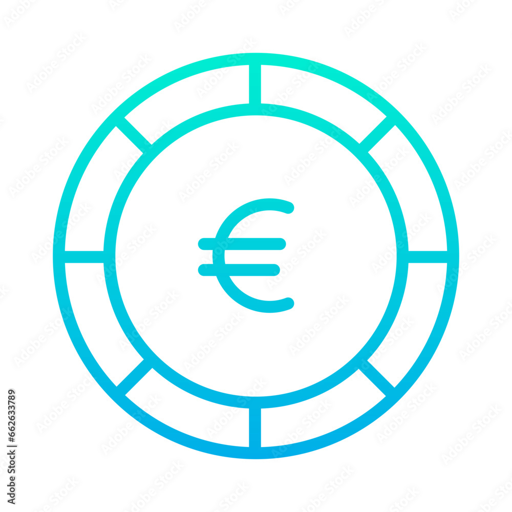Outline Gradient Euro coin icon