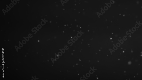 Defocused snowflakes. Night snow bokeh. Abstract illustration of snowfall glowing surface in powdery winter sky ice crystals flying flakes on dark background.