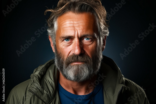 Man with beard and green jacket on. © valentyn640