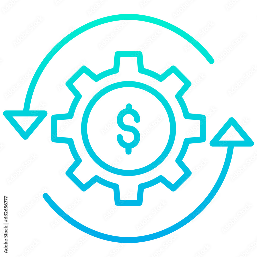 Outline Gradient Dollar setting icon Outline Gradient Dollar setting icon