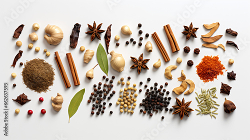 Spices isolated over a transparent background top view