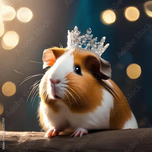 A guinea pig as a fairy princess, with a sparkling tiara and wand4
