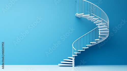 Spiral staircase on blue background
