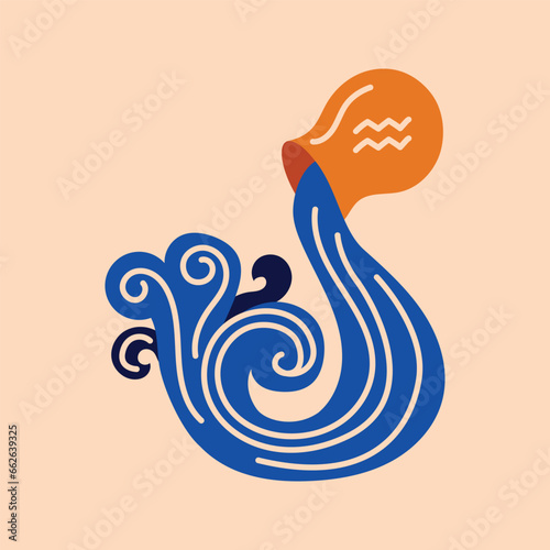 Aquarius color concept. Zodiac sign. Astrology and horoscope.