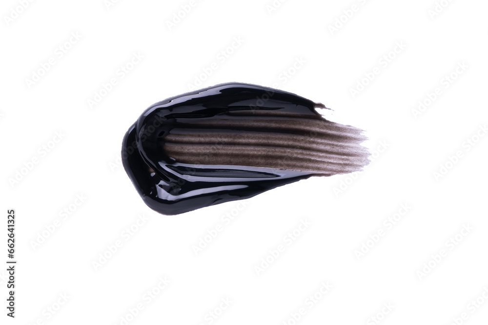 Smear of a black magnetic, jelly or charcoal mask isolated on white background. A smear of black cream or paint texture. Smudge texture brush stroke Smear of a black magnetic, jelly or charcoal mask isolated on white background. A smear of black cream or paint texture. Smudge texture brush stroke