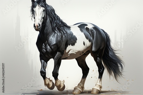 black and white horse