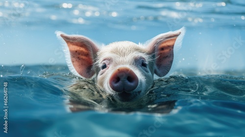 overcoming financial challenges with an image of a pig struggling to stay afloat in blue water. This visual metaphor represents managing debt and achieving fiscal success