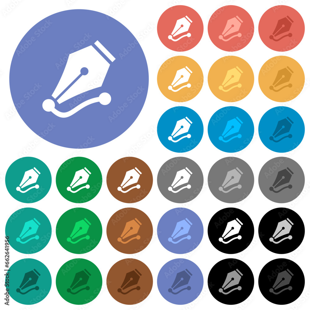 Drawing vector curve with pen tool solid round flat multi colored icons Drawing vector curve with pen tool solid round flat multi colored icons