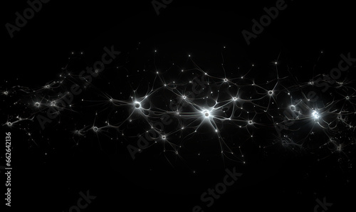 Abstract black and white background with neurons.