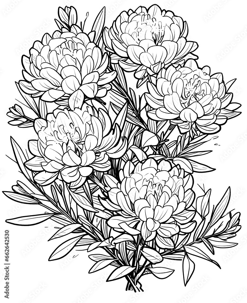 Coloring book, floral background, flowers on a white background.