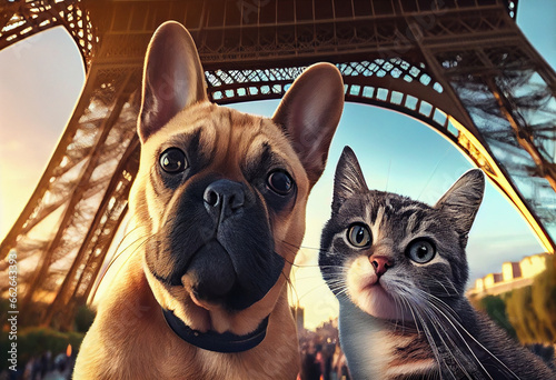 Self-portrait dog and cat