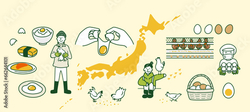 日本の養鶏農家のイメージ　セット