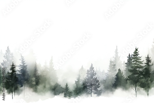 White Background, Beautiful forest, minimalist style Generative AI © LayerAce.com