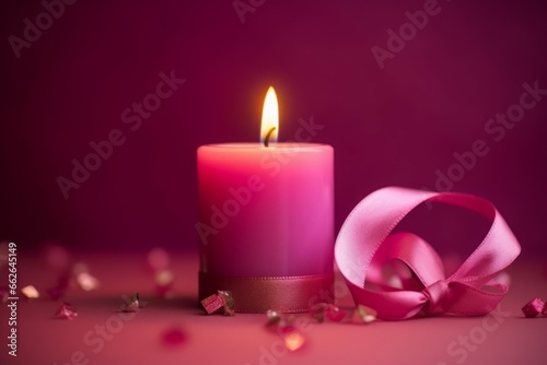 Pink burning candle medical. Aroma treatment spa beauty affection. Generate Ai