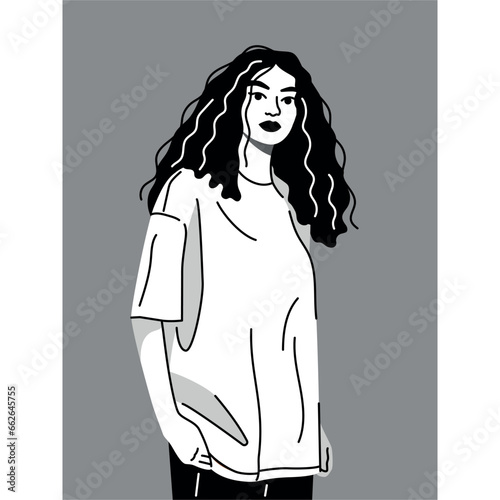 SStylish young african american woman dressed in oversize clothes