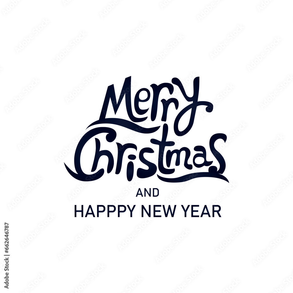 Merry Christmas and Happy New Year, holidays greeting card. Holiday logo. Typography for winter holidays. Calligraphy poster on textured background. Postcard motif Merry Christmas and Happy New Year, holidays greeting card. Holiday logo. Typography for winter holidays. Calligraphy poster on textured background. Postcard motif