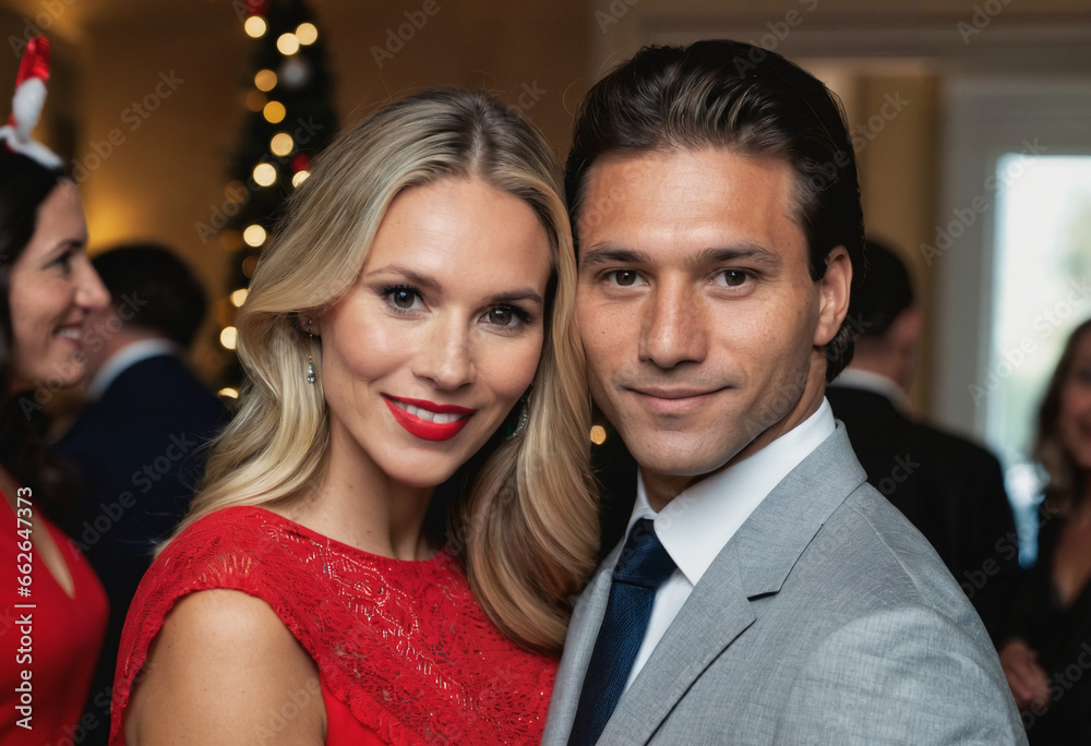 Happy couple at a Christmas party Happy couple at a Christmas party