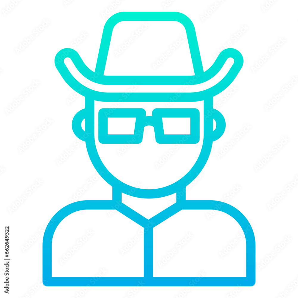 Outline Gradient eye mask man icon Outline Gradient eye mask man icon