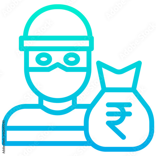 Outline Gradient Rupees Robber icon © kiran Shastry