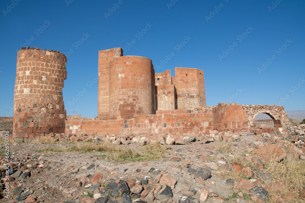 Old fortress. Destroyed castle walls. Old architecture