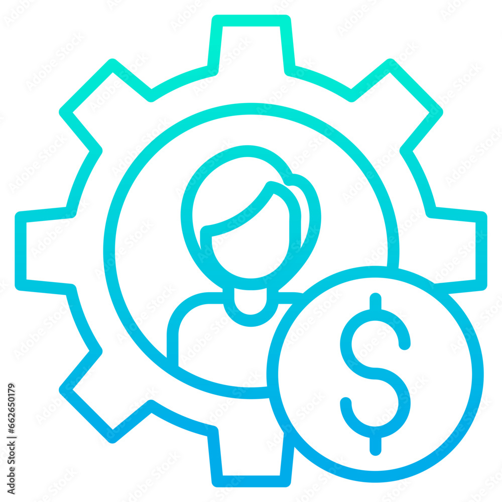 Outline Gradient Woman Finance Management icon Outline Gradient Woman Finance Management icon