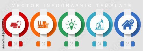 Industry and technology flat design icon set, miscellaneous icons such as renewable energy, power plant, oil and gas, vector infographic template, web buttons collection