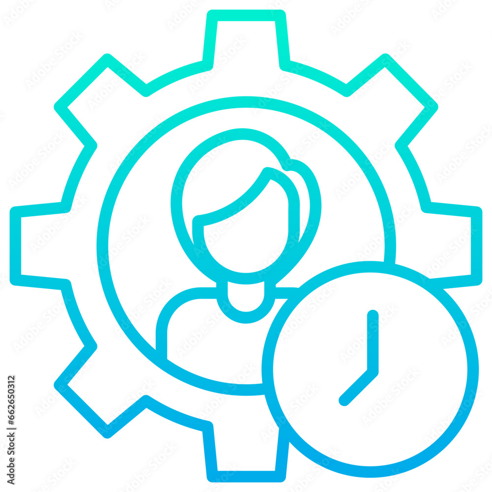 Outline Gradient Woman Manager time icon Outline Gradient Woman Manager time icon