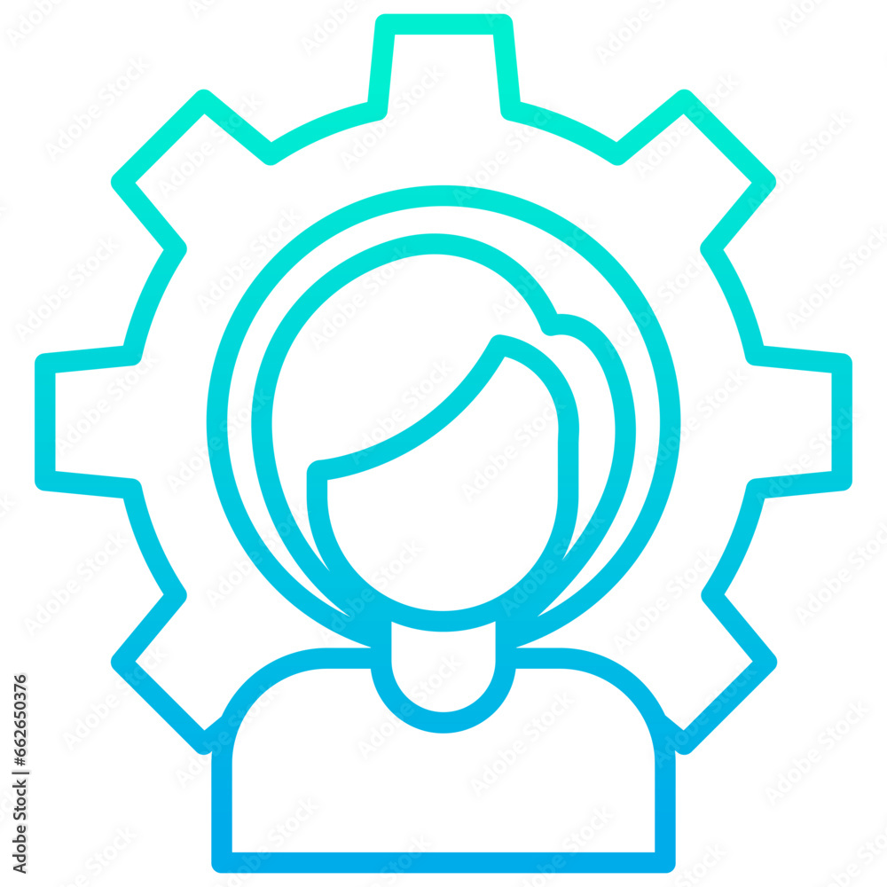 Outline Gradient Woman User cog icon Outline Gradient Woman User cog icon