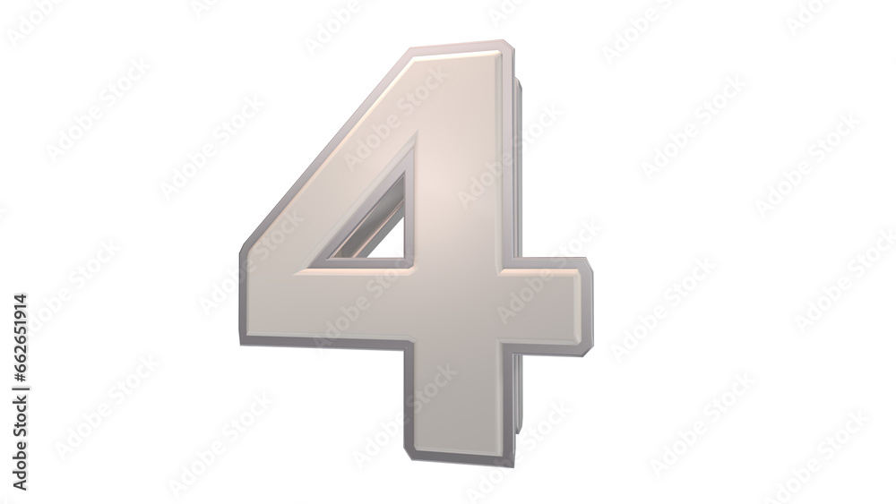 Obraz premium Creative designwhite 3d number 4