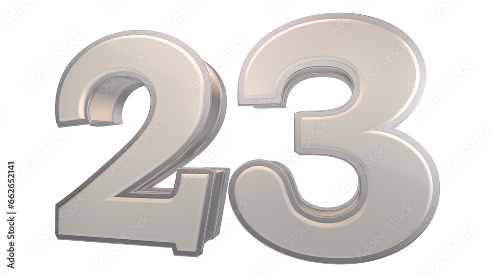 Naklejka premium Creative designwhite 3d number 23