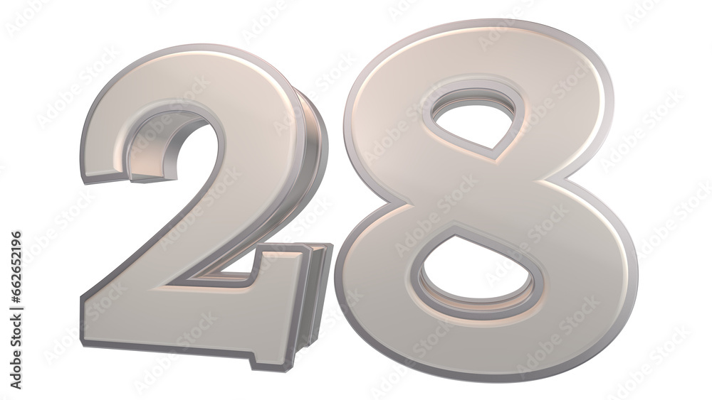 Naklejka premium Creative designwhite 3d number 28