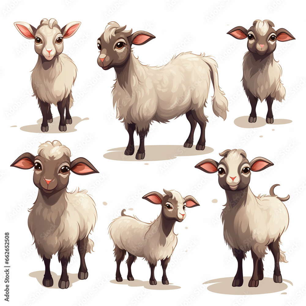 Fototapeta premium Sheep set. Cartoon illustration of sheep vector set for web design