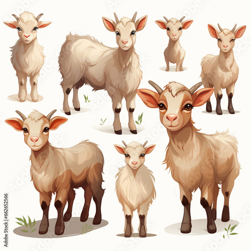 Sheep set. Cartoon illustration of sheep vector set for web design