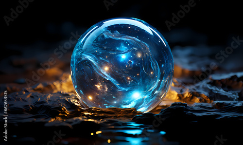 Wallpaper Mural glass blue ball on dark background Torontodigital.ca